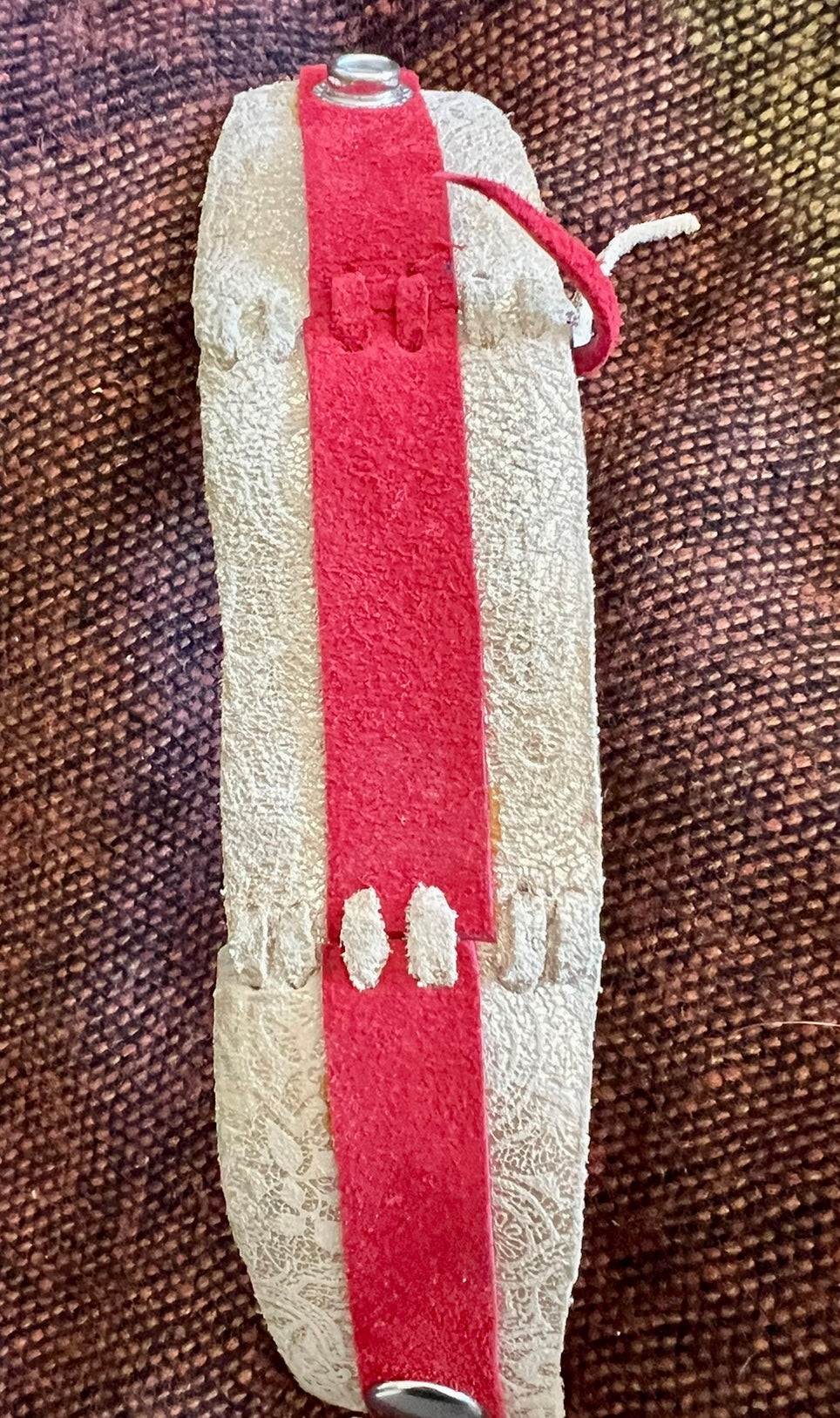 LEATHER BAND RED SUEDE AND CREAM - #B108