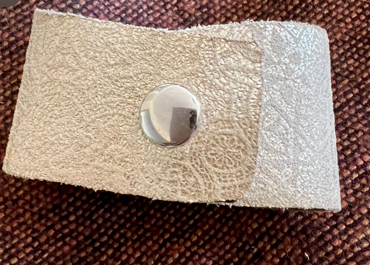 LEATHER BAND RED AND CREAM - #B107