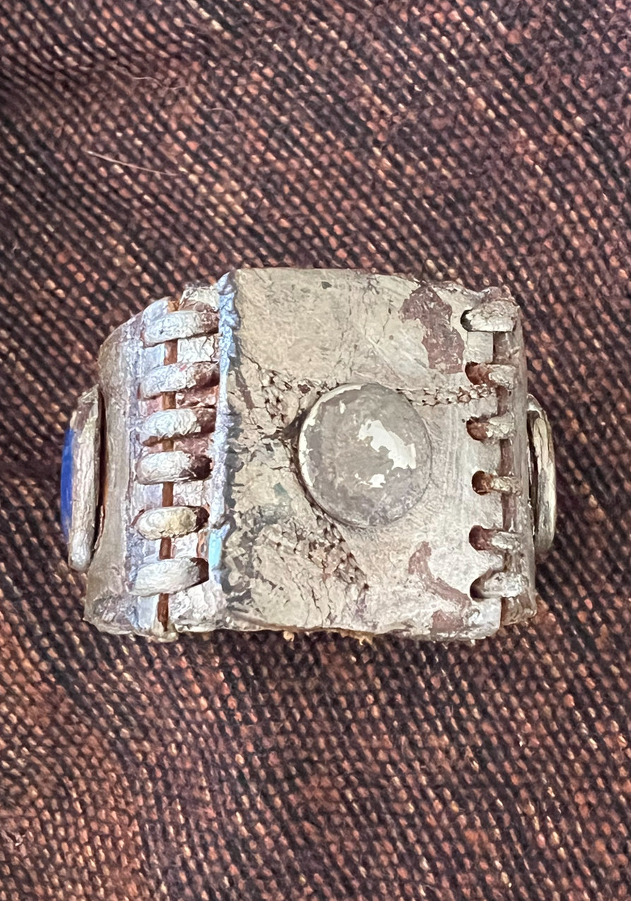 LEATHER BAND WITH LAPIS STONES - #B159