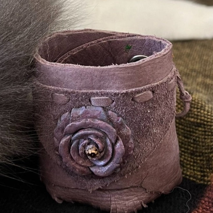 LEATHER BAND WITH ROSE- #B167