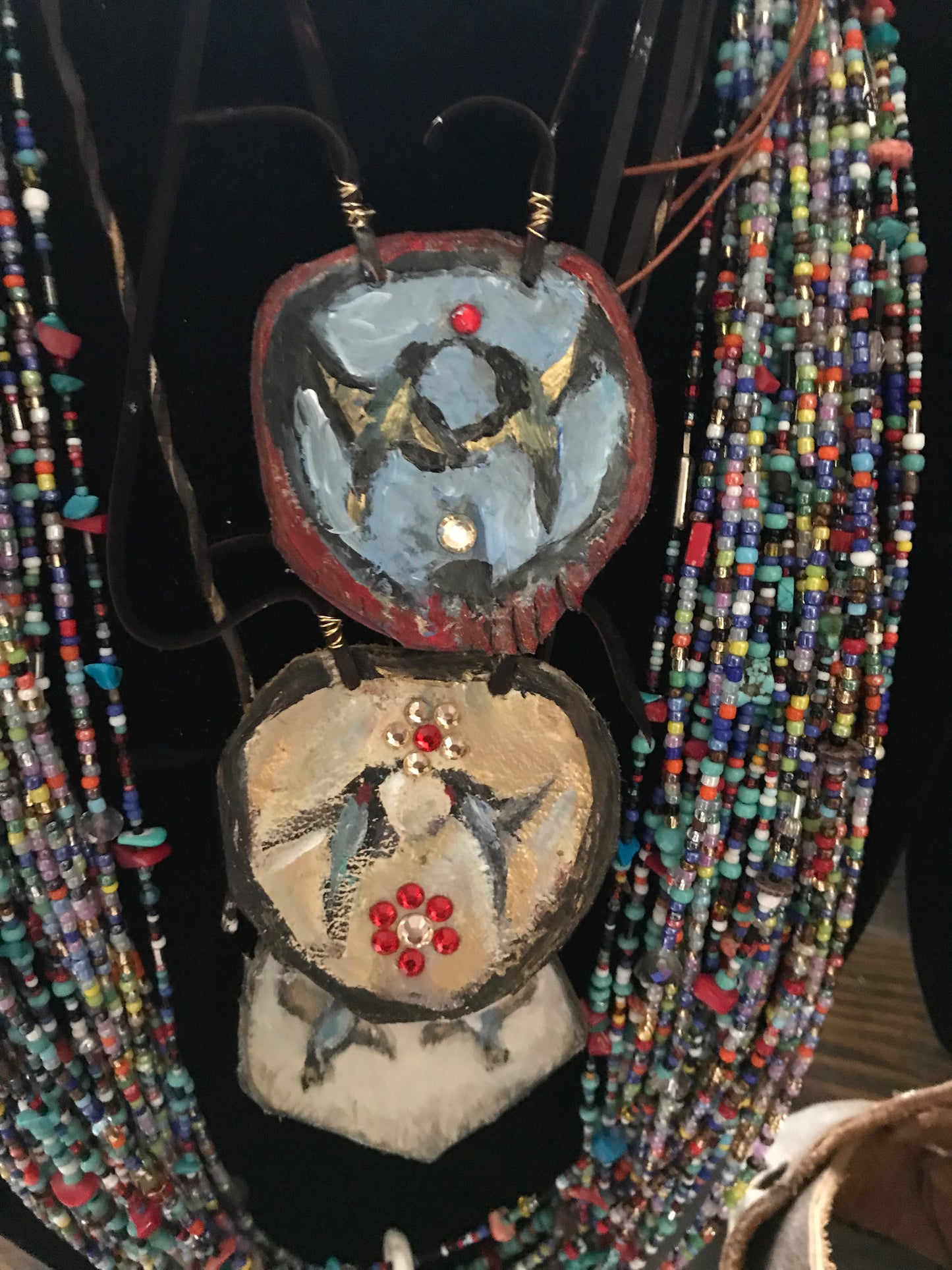 LEATHER NECKLACE WITH BEADED STRANDS #2