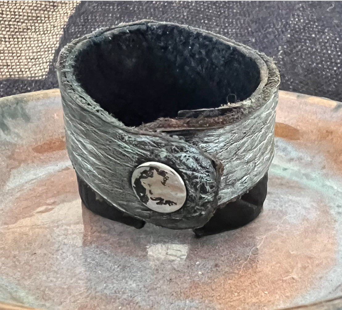 LEATHER BAND WITH GEMSTONE FLOWER - #B177
