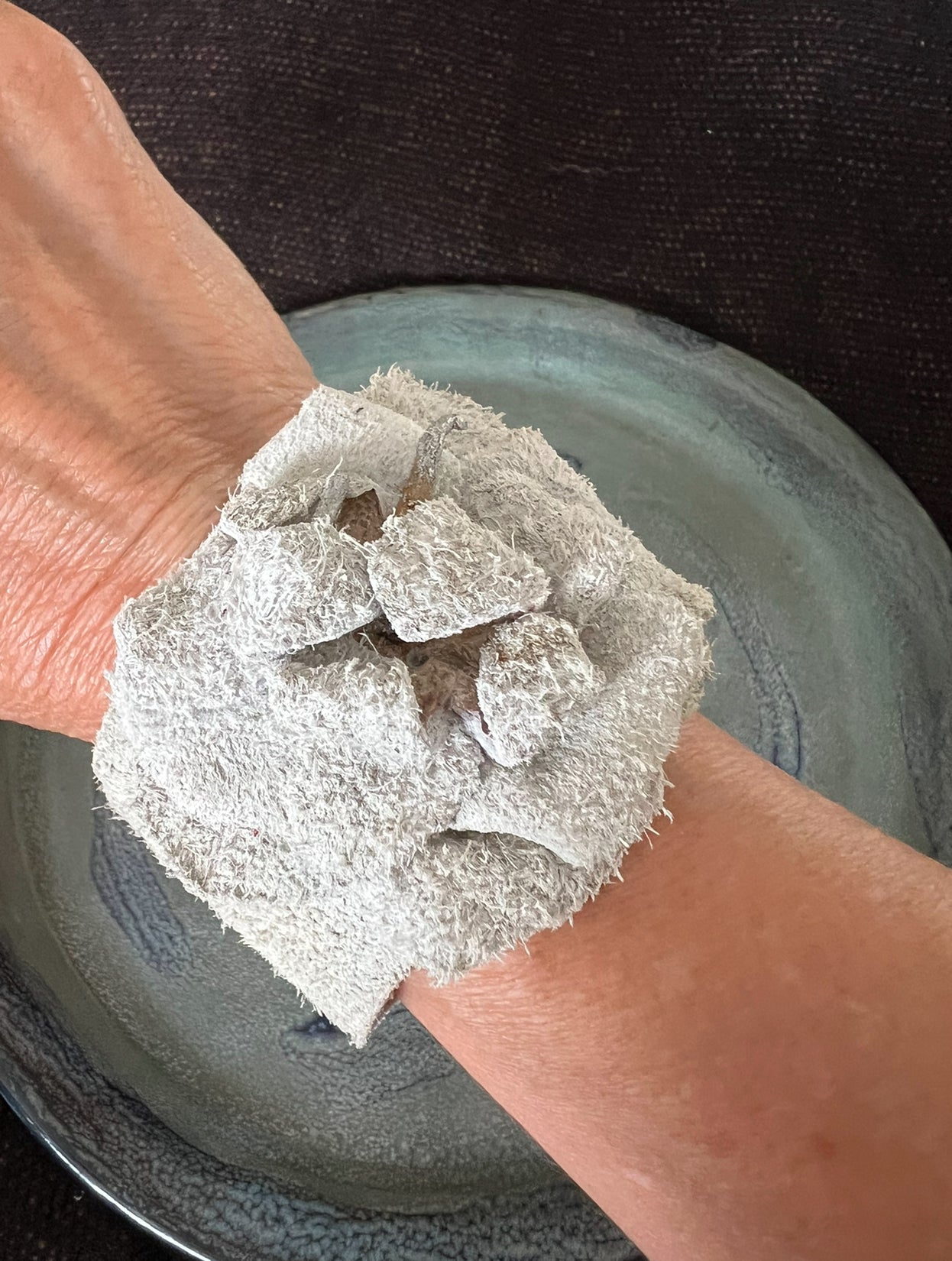 LEATHER BAND CUFF WITH ROSE- #B171
