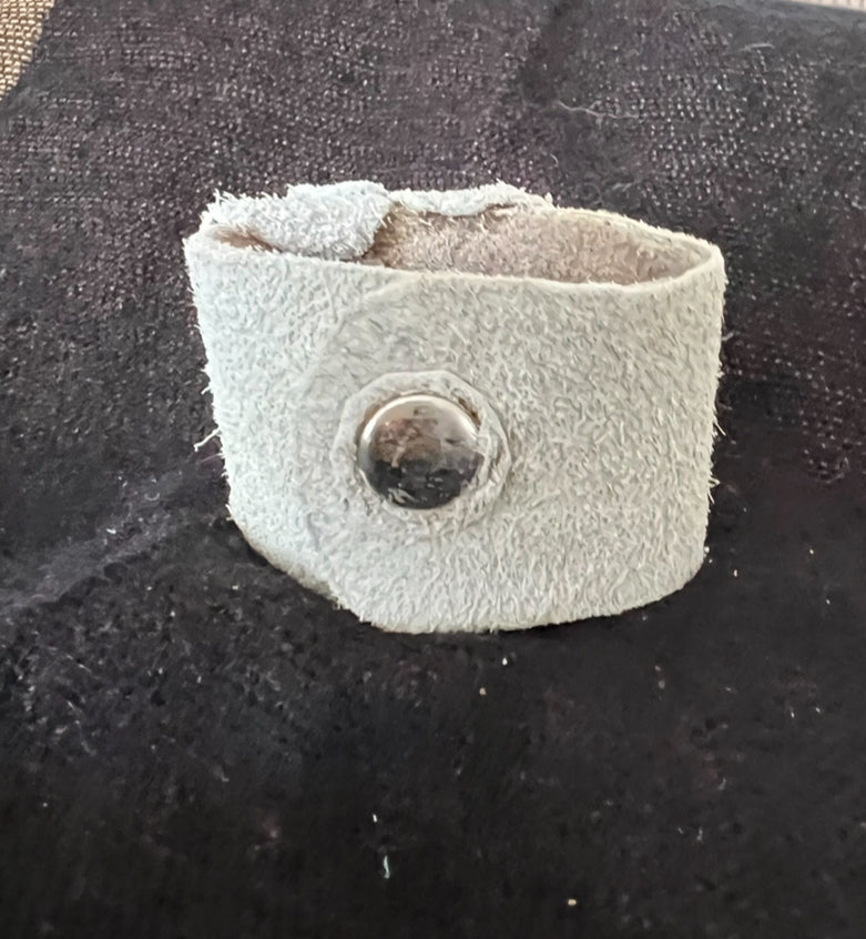 LEATHER BAND CUFF WITH ROSE- #B171