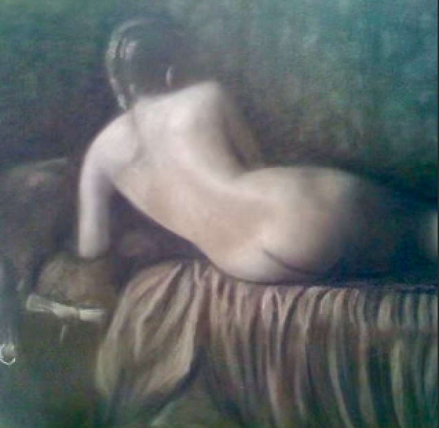 BLACK AND WHITE CHARCOAL NUDE