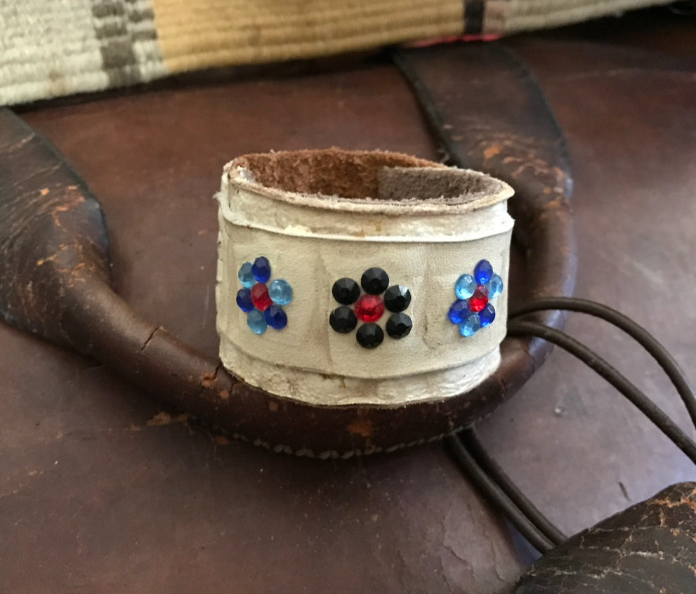 LEATHER BAND WITH FLOWERS-#B148