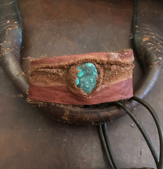 LEATHER BAND WITH TURQUOISE STONE-#B141