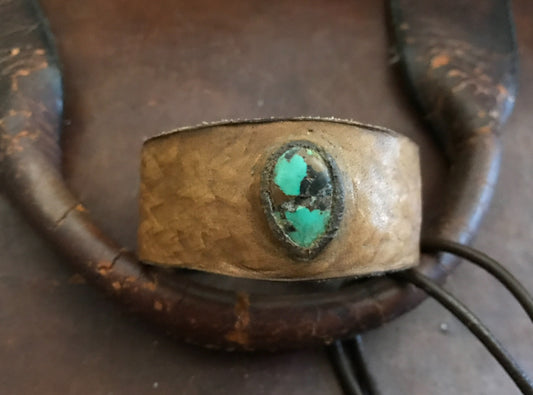 LEATHER BAND WITH TURQUOISE STONE-#B138