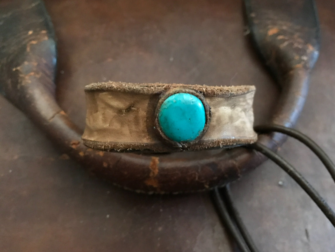 LEATHER BAND WITH TURQUOISE STONE-#B136