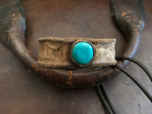 LEATHER BAND WITH TURQUOISE STONE-#B136