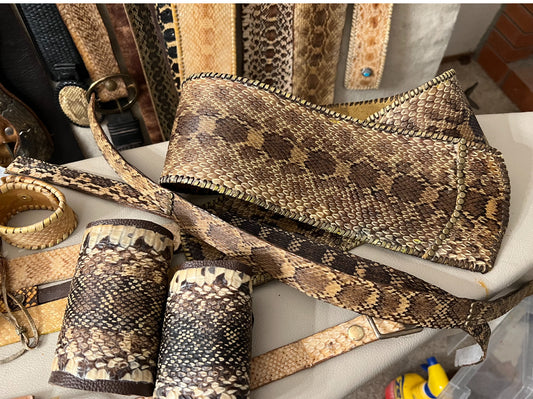 SNAKESKIN COLLECTION - BELT, HAT BAND, AND TWO BANDS