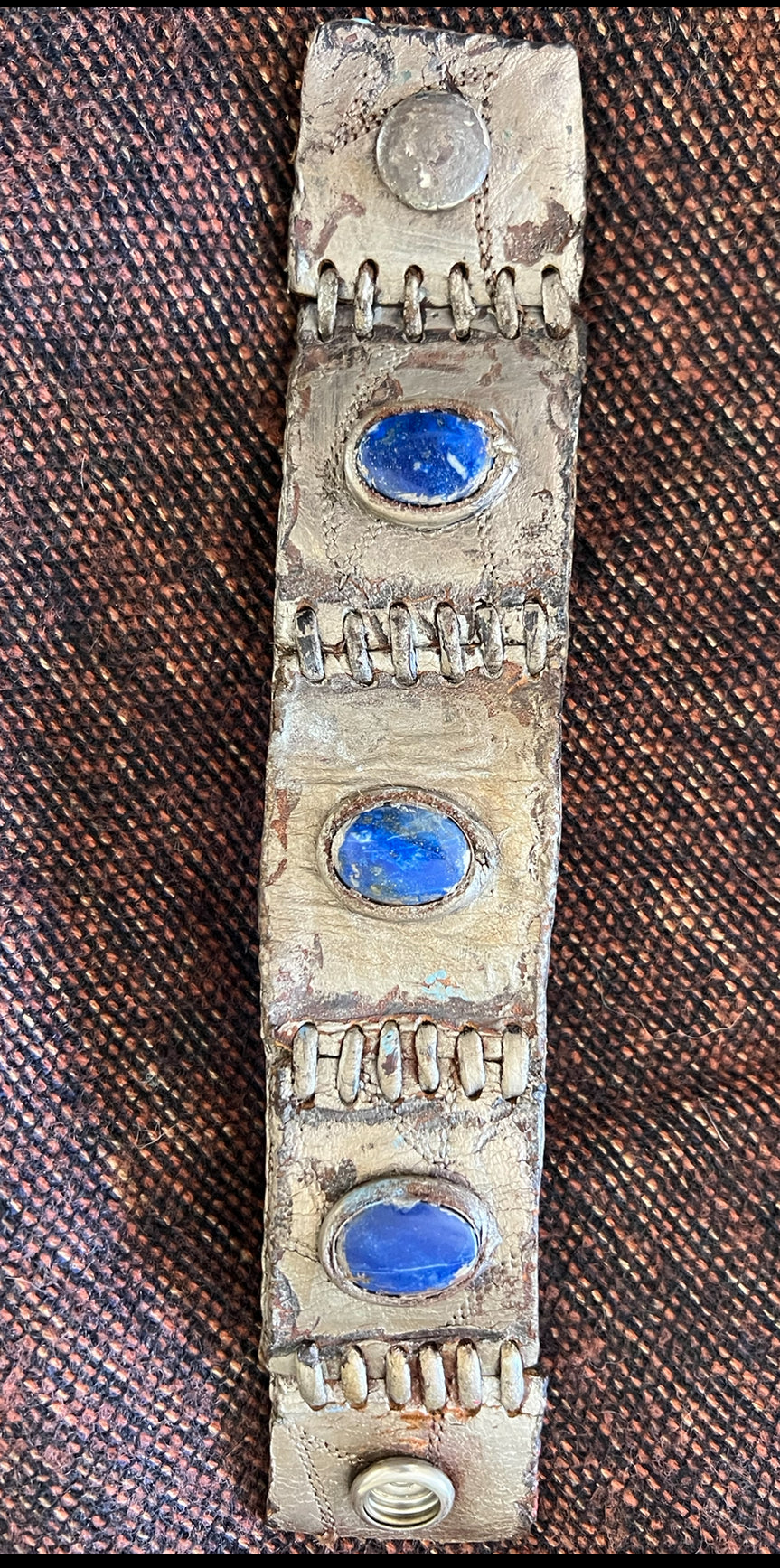 LEATHER BAND WITH LAPIS STONES - #B159