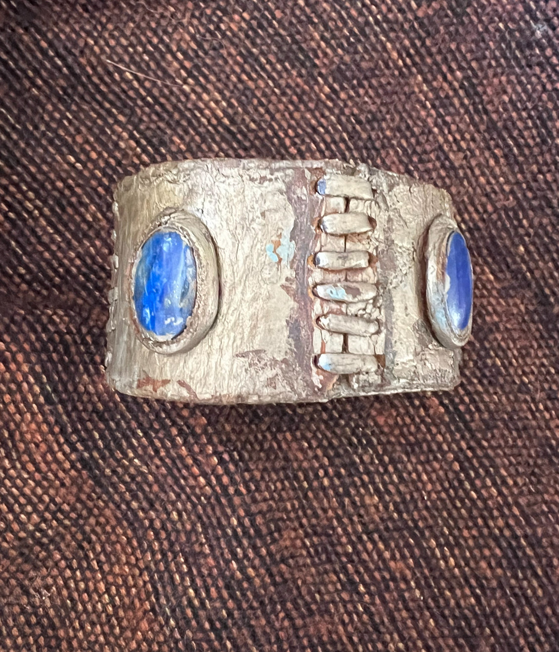 LEATHER BAND WITH LAPIS STONES - #B159