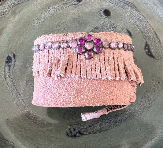 LEATHER BAND WITH FLOWER GEMSTONES - #B161