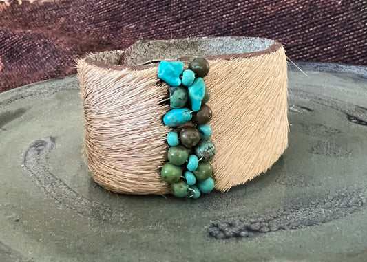 LEATHER BAND WITH TURQUOISE STONES - #B163